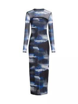 Платье макси KARL LAGERFELD JEANS Dress NETZKLEID MIT GLITCH-PRINT, черный