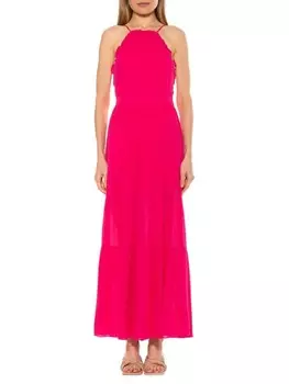 Платье макси kira с рюшами и бретелью через шею Alexia Admor Bright pink