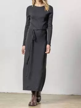 Платье макси-колонна с поясом черного цвета Lilla P