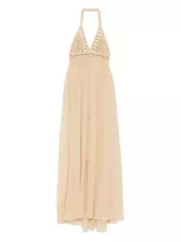 Платье макси крючком Elie Saab, нейтральный