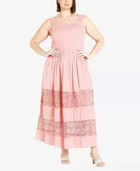 Платье-макси крючком размера плюс от The Beach CITY CHIC, розовый