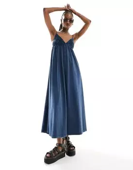 Платье макси крючком с v-образным вырезом и бретелями ASOS DESIGN