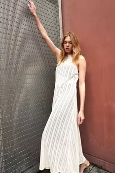 Платье макси крючком с вырезом бретелькой и полуподкладкой Religion, бежевый