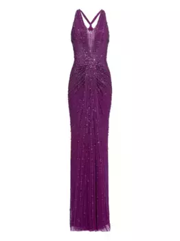 Платье макси Lana с V-образным вырезом и пайетками Jenny Packham, фиолетовый