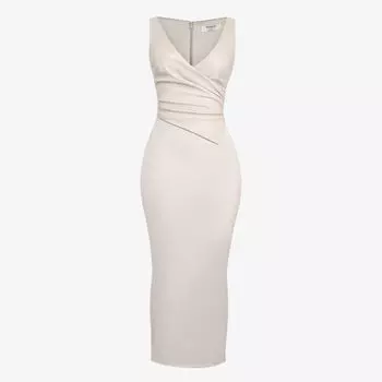 Платье макси laria из искусственной кожи и хлопка со сборками House Of Cb, экрю