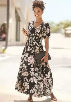 Платье макси LASCANA, черный