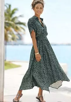 Платье макси LASCANA, зеленый