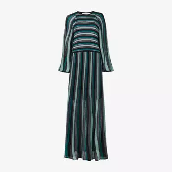 Платье-макси Leem А-силуэта полосатое трикотажное, зеленый