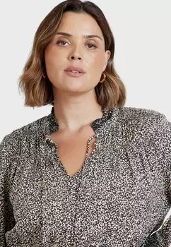 Платье макси LEOPARD BRODERIE TRIM SMOCK MID Live Unlimited London, черный