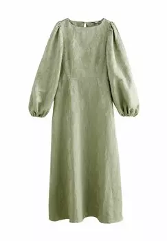 Платье макси LONG SLEEVE WAISTED PUFF Next, зеленый