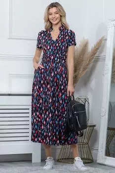 Платье макси Mabrouka с воротником-стойкой Jolie Moi, синий