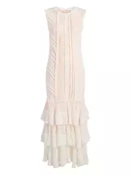 Платье макси Maceio с оборками Cinq A Sept, нейтральный