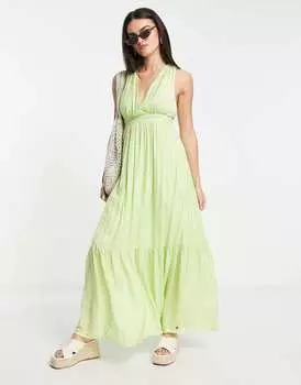 Платье макси Maison Scotch с открытой спиной салатового цвета