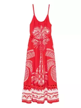 Платье макси Majestic Coconut Tree FARM Rio, красный