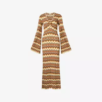 Платье макси Malina Zinna с широкими рукавами вязаное, мультиколор