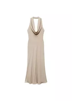 Платье макси MANGO Dress Azores, бежевый