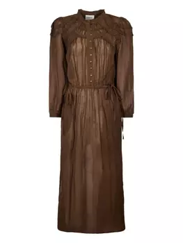 Платье макси MARANT TOILE с оборками на пуговицах спереди, коричневый