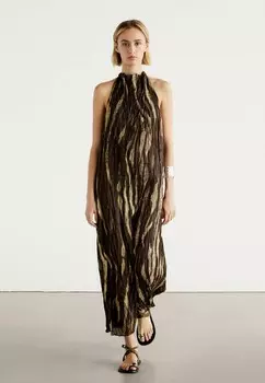 Платье макси Massimo Dutti, коричневый