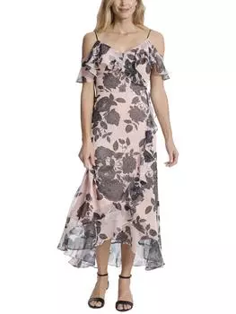 Платье макси макси с принтом для маленьких женщин London Times, цвет blush/black