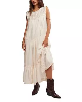 Платье макси Meadows Edge Pintuck Free People, слоновая кость/кремовый