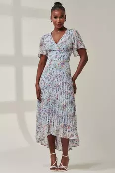 Платье макси Meagan с v образным вырезом из шифона Jolie Moi, синий