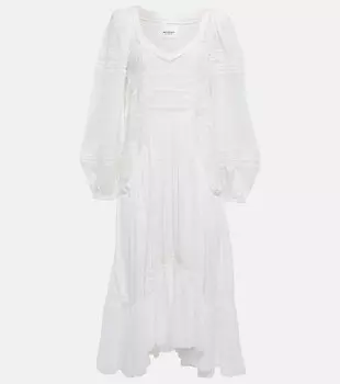 Платье макси Melia из хлопка с оборками MARANT ETOILE, белый