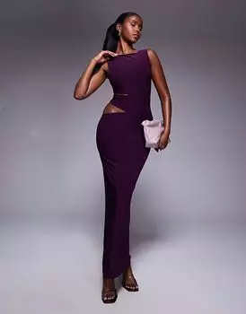 Платье макси Missyempire двойного кроя с облегающим вырезом по бокам фиолетового цвета