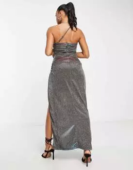 Платье макси Missyempire на бретелях и высоких бедрах, украшенное блестками золотого цвета «русалка»