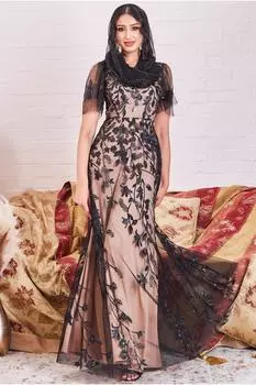 Платье макси Modesty с расклешенными рукавами Goddiva, черный