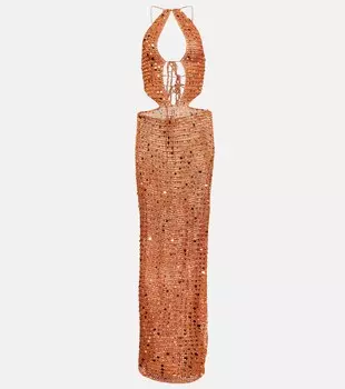 Платье макси Morel с пайетками и вырезами AYA MUSE, оранжевый