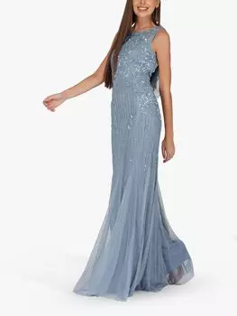 Платье макси Morley из кружева и бисера, пыльно-синий