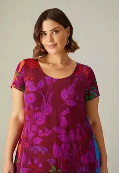 Платье макси MULTI PRINT HANKY HEM Live Unlimited London, фиолетовый