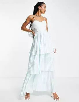 Платье макси на бретельках мятного цвета ASOS DESIGN с кружевной отделкой