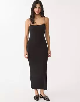 Платье макси на бретелях Stradivarius черного цвета