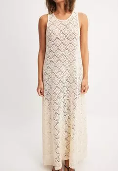 Платье макси NA-KD, молочный