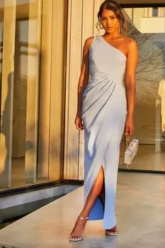 Платье макси на одно плечо Chi Chi London, синий