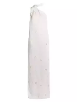 Платье макси на одно плечо с вышивкой Stella Mccartney, цвет natural