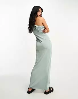 Платье макси на одно плечо с драпировкой ASOS DESIGN