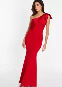 Платье макси на одно плечо с бантом Quiz, красный