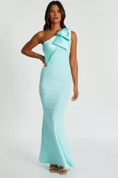 Платье макси на одно плечо с бантом цвета мяты QUIZ Clothing