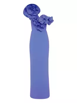 Платье макси на одно плечо с оборками Rebecca Vallance, синий