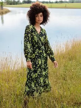 Платье макси на пуговицах с цветочным принтом Ro&Zo, Желтый/Мульти