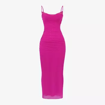 Платье-Макси Nalini из эластичной ткани с корсетом и кружевной отделкой House Of Cb, фуксия