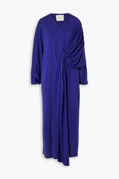 Платье макси Noor из смесового джерси с драпировкой Noor BOUGUESSA, синий