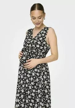 Платье макси NORMAL GESCHNITTEN V-AUSSCHNITT ONLY MATERNITY, черный