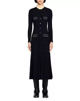 Платье Макси Одая Sandro, цвет Black