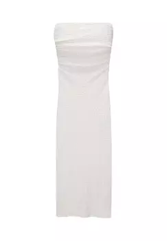 Платье макси OFF-THE-SHOULDER MIDI PULL&BEAR, белый