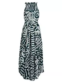 Платье макси Ope с геометрическим рисунком и вырезом халтер Busayo, зеленый