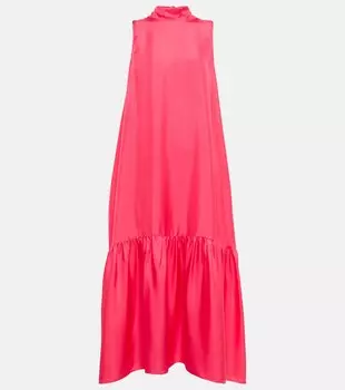 Платье макси Oslo из шелкового твила ASCENO, розовый