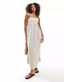 Платье макси от Daisy Street Chuck On с завязками сзади в румяную клетку